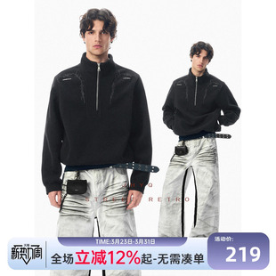 半拉链棒球立领卫衣男女印花休闲时尚 短版 上衣 JHYQ美式 荆棘系列