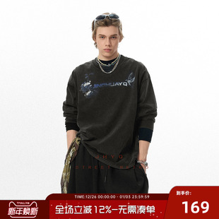 T恤男字母印花卫衣 水洗320重磅长袖 花鸟之语 JHYQ净化眼球美式