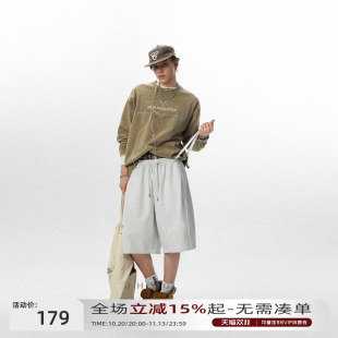 JHYQ美式复古重磅320g长袖水洗T恤男宽松上衣钉珠图腾潮牌卫衣杉