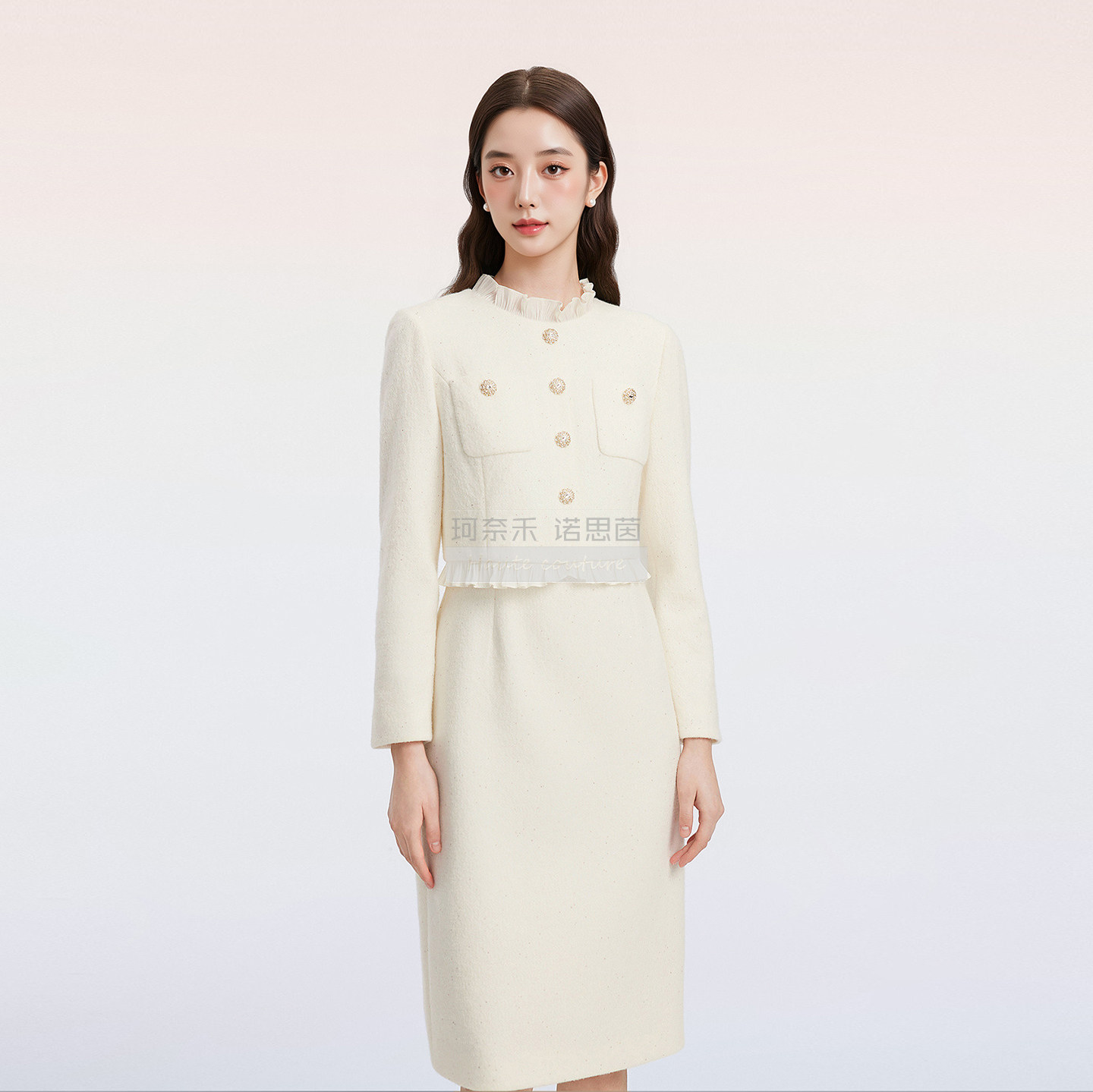 【羊毛拉珂】优雅时尚新款长裙2025年秋冬季名媛香风假两件连衣裙