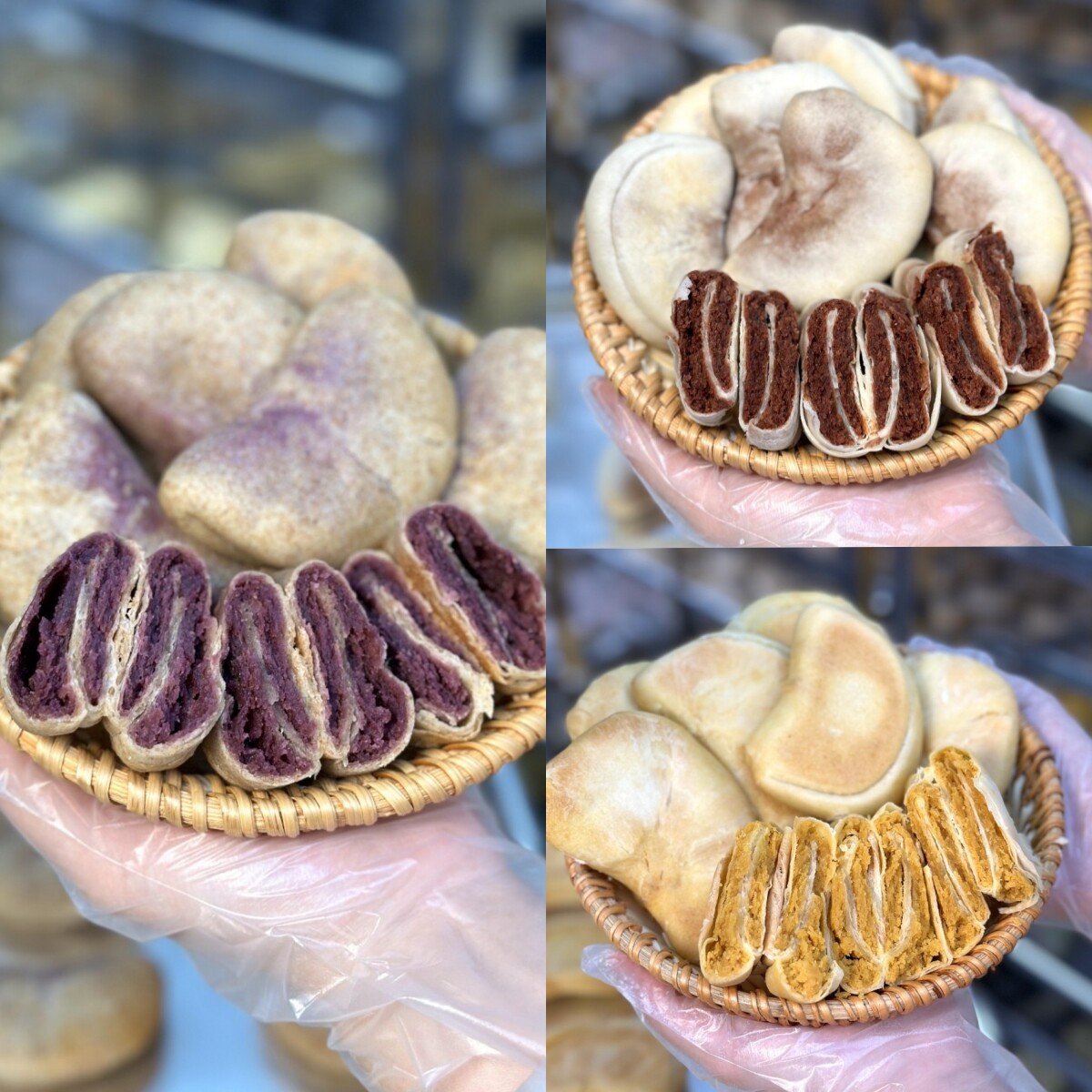 【月牙三拼】0蔗糖黄金南瓜饼枣泥酥全麦紫薯芋泥饼谷薯中式糕点