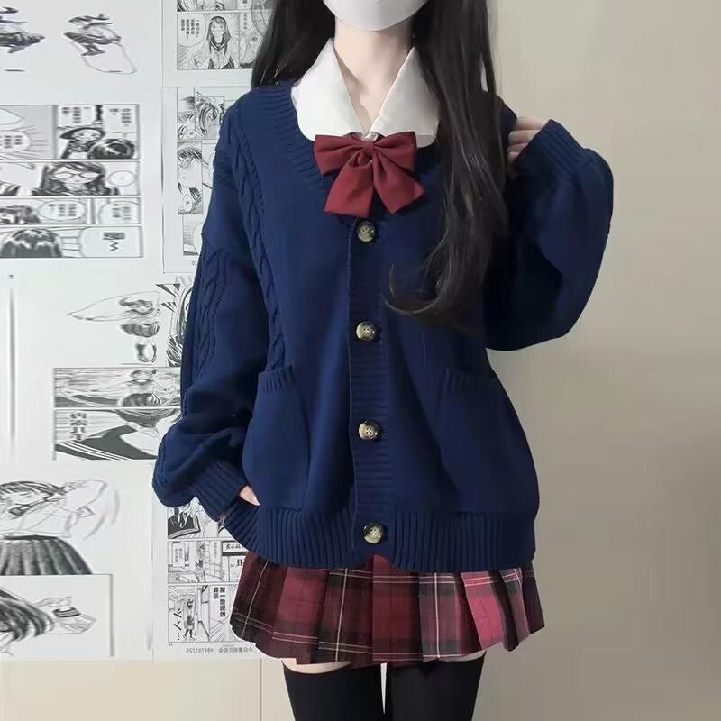 JK制服原创学院风毛衣开衫校供感