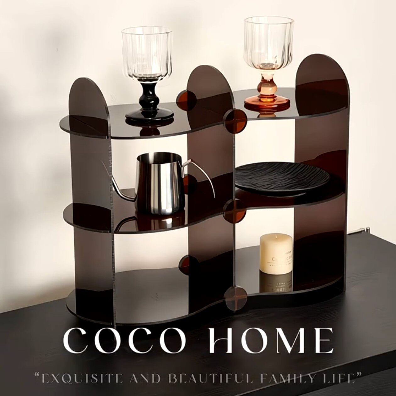 覆古杯子收纳置物架高级感轻奢餐边柜亚克力收纳架桌面香水展示架