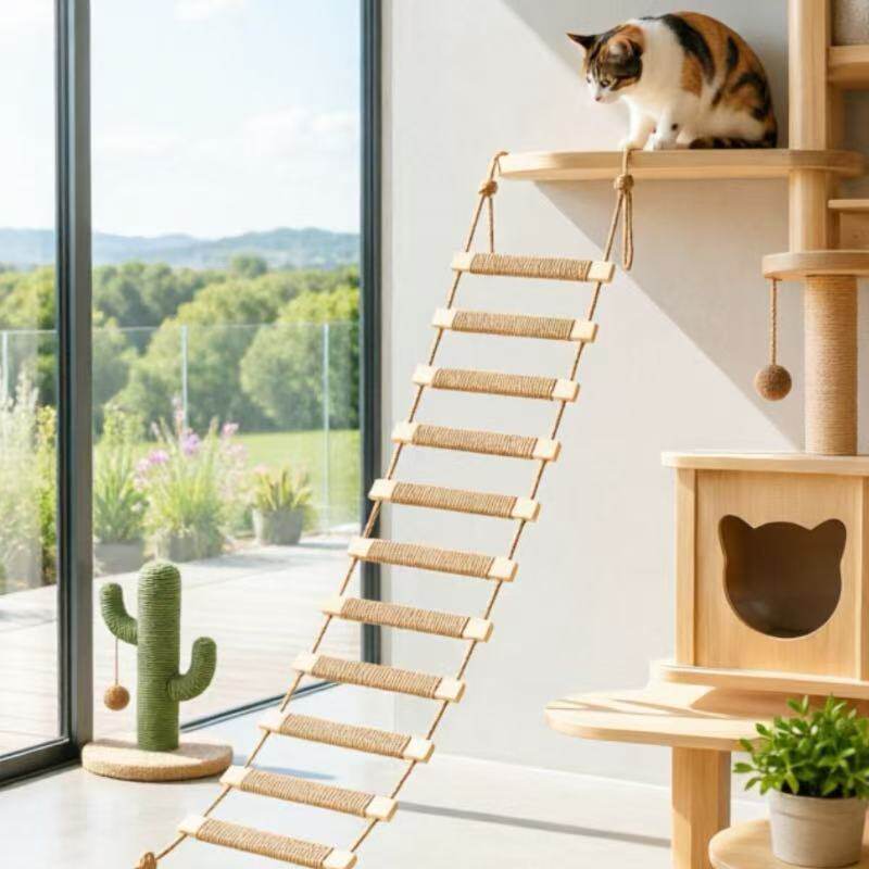厂家直销实木猫绳挂式梯