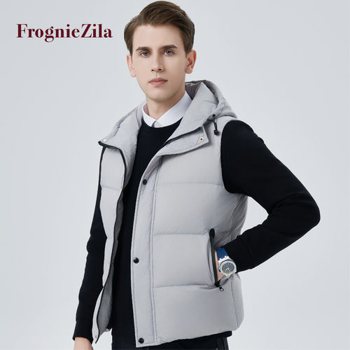 佛朗尼齐拉连帽羽绒马甲秋冬季加厚保暖背心冬款休闲男士坎肩马夹