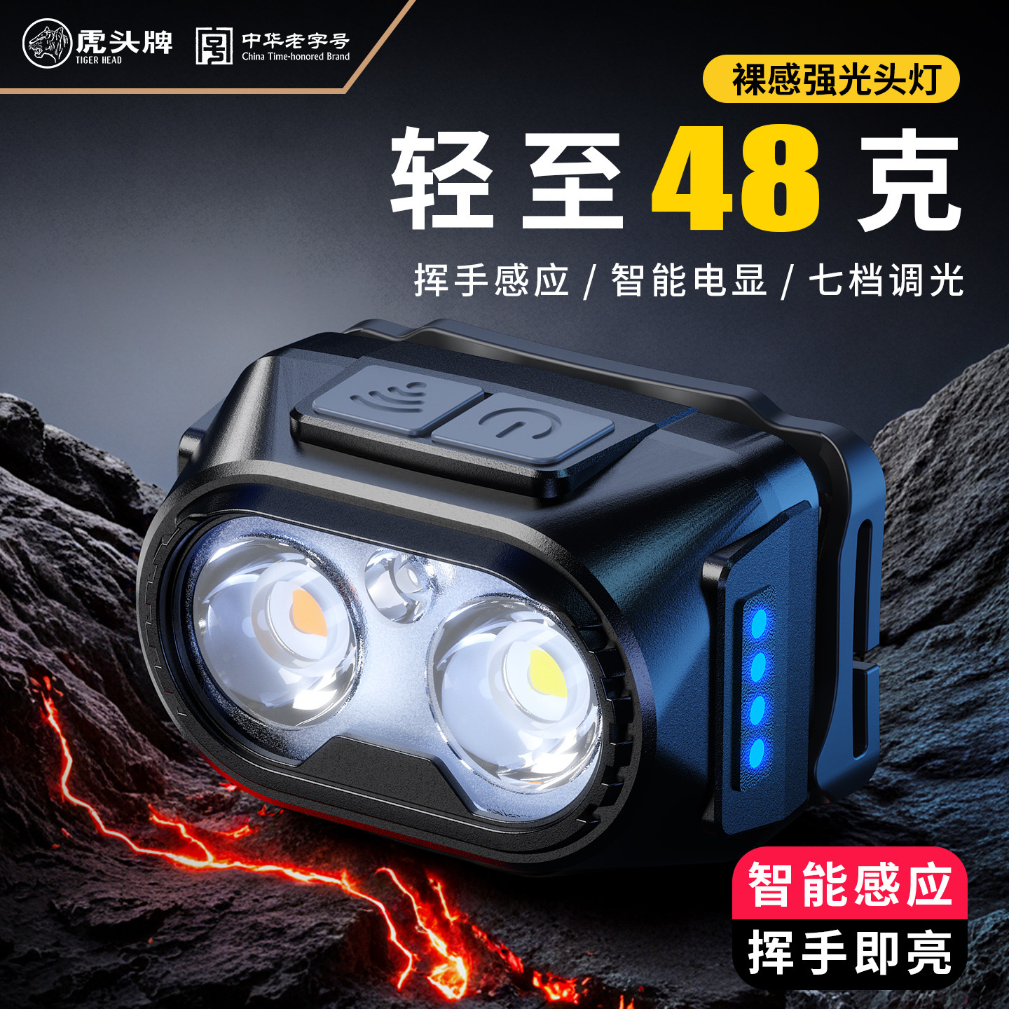 虎头牌头灯2025新款强光超亮头戴式充电钓鱼专用超长续航锂电防水