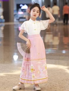 中国风大童古装 马面裙母女亲子装 儿童汉服女童2023新款 套装 风夏季
