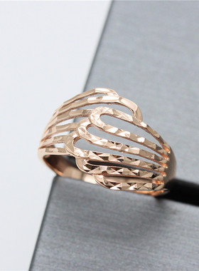 俄罗斯585紫金戒指女款轻奢精致设计感时尚简约礼物气质个性小众