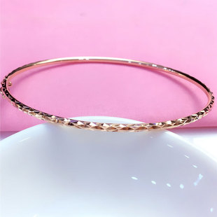 俄罗斯紫金585花纹手镯镀18K玫瑰金女款百搭时尚个性精美女款手饰