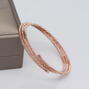 俄罗斯紫金585闪亮珠珠手镯韩版时尚潮流气质镀18K玫瑰金女款手饰