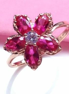 俄罗斯585紫金戒指女款轻奢精致时尚简约小众设计感礼物气质百搭