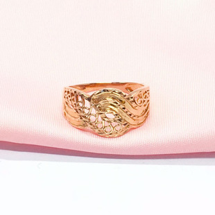 俄罗斯585紫金波浪花纹戒指镀14K玫瑰金彩金轻奢洋气女款经典礼物