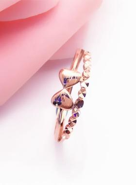 双层彩金活口指环18K玫瑰金