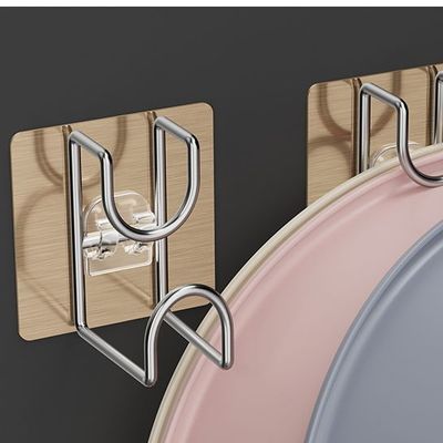 免打孔卫生间置物架挂钩浴室洗脸盆收纳架厨房卫生间用品挂盆神器