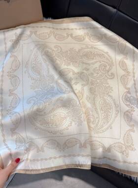 Silk imitation scarf 70cm retro cashew 围巾方巾仿真丝70cm