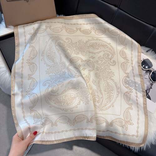 Silk imitation scarf 70cm retro cashew 围巾方巾仿真丝70cm