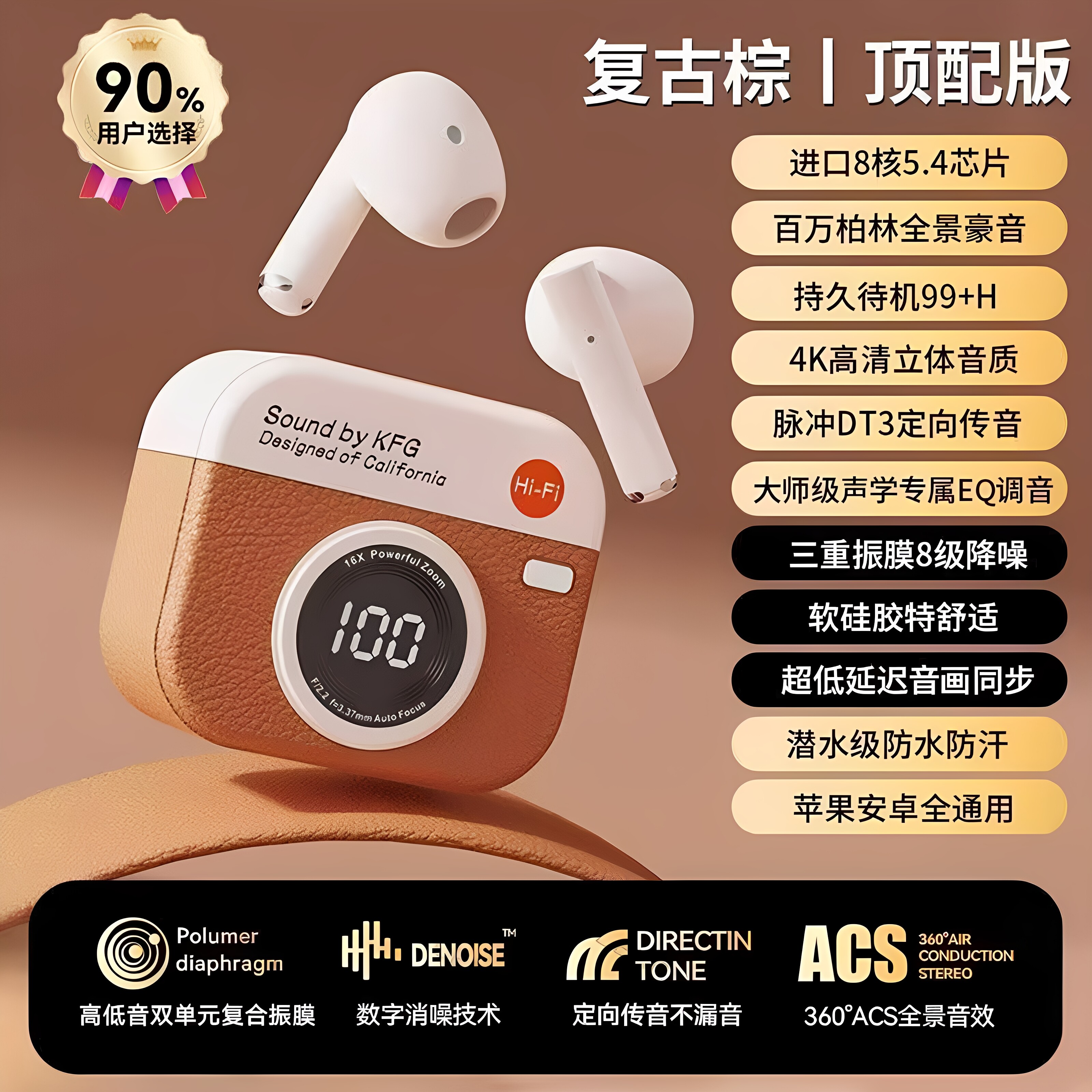 2026新款复古相机PSV专用耳机蓝牙无线夹耳式降噪听歌迷你不入耳