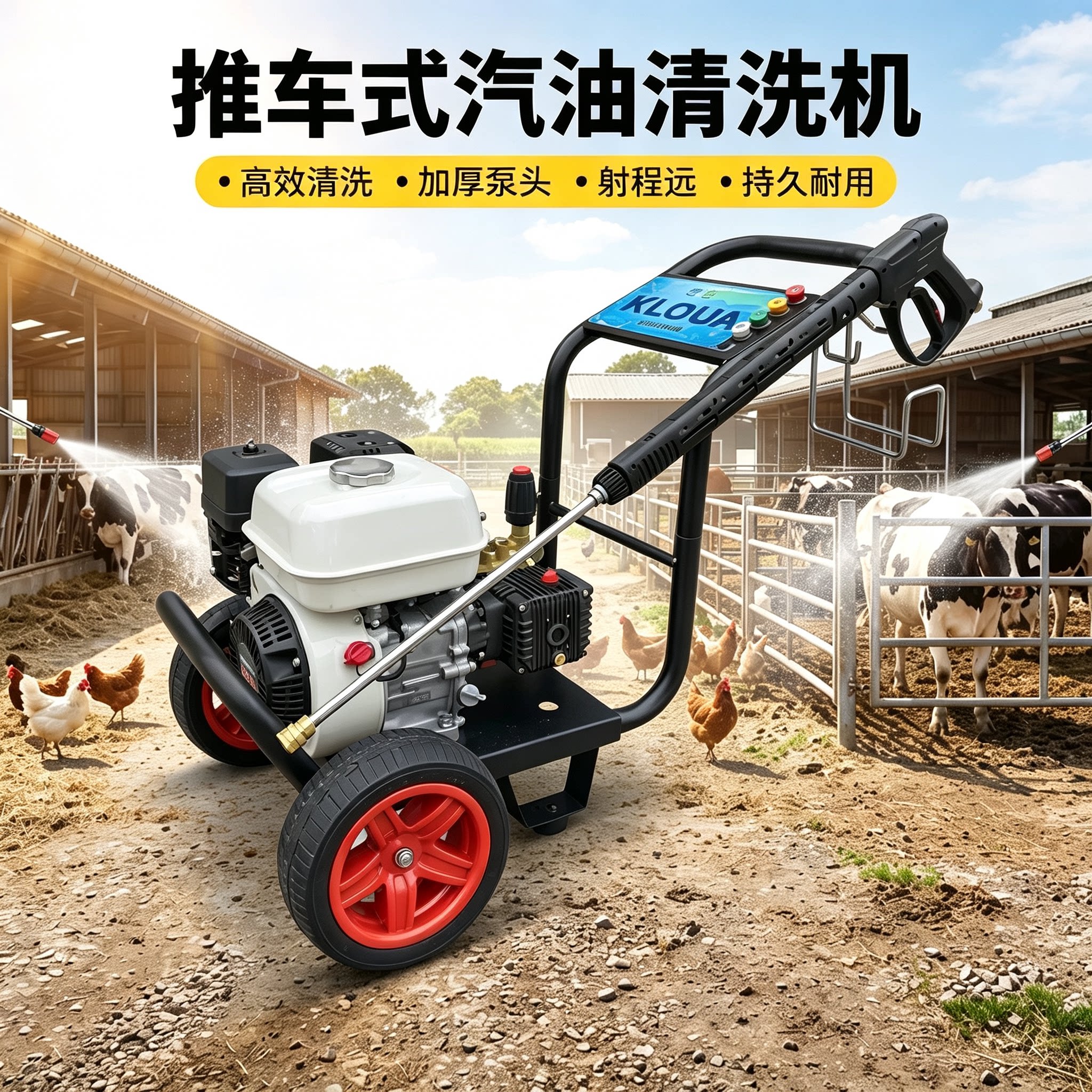 本田汽油清洗机高压商用大功率柴油洗车机养殖物业工地市政冲洗地