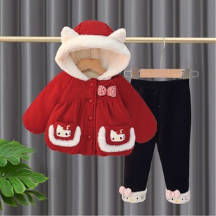 女童棉服冬装2026新款洋气加厚棉袄套装儿童装冬季棉衣外套两件套