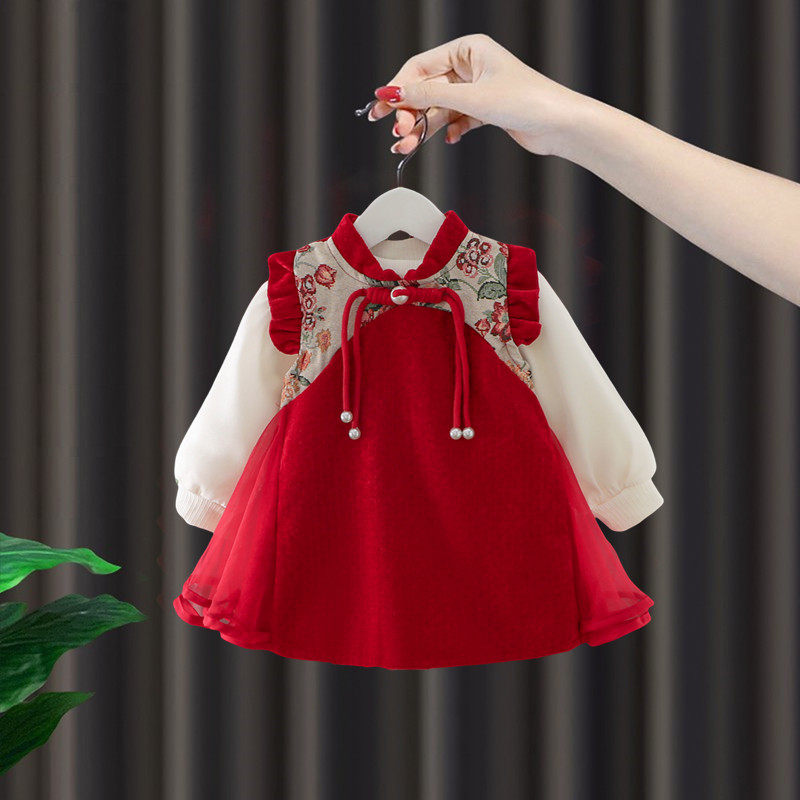 女童加绒连衣裙秋冬洋气童装