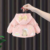 女童外套春装 儿童洋气时髦小童公主衣服宝宝连帽上衣春秋 2026新款