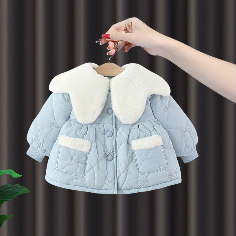 女童加绒棉服外套冬装2025新款