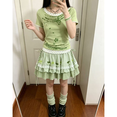 轻亚y2k穿搭套装夏季甜辣两件套