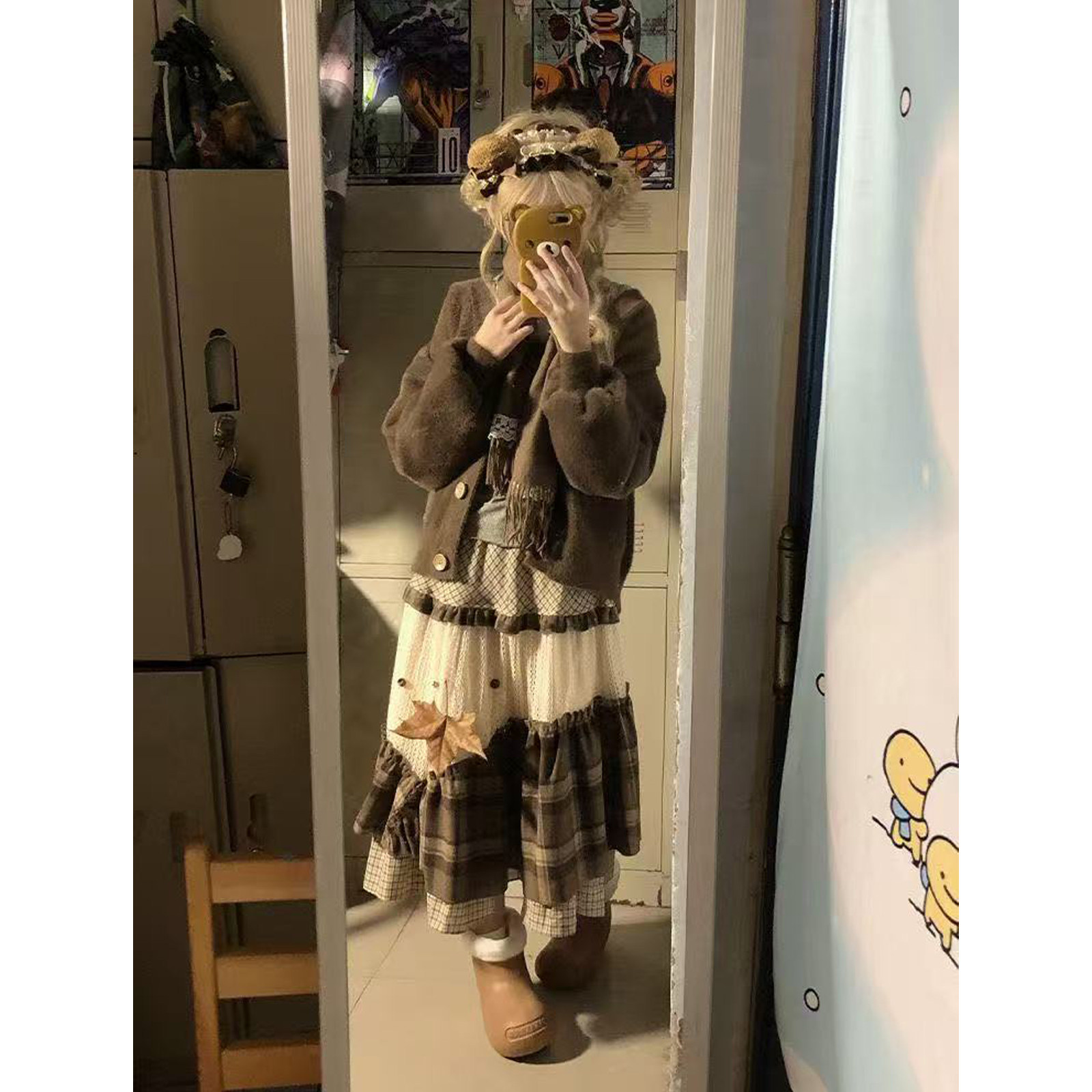 森系日杂复古不规则拼接半身裙子