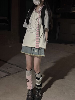 y2k千禧风插肩短袖圆领t恤女夏