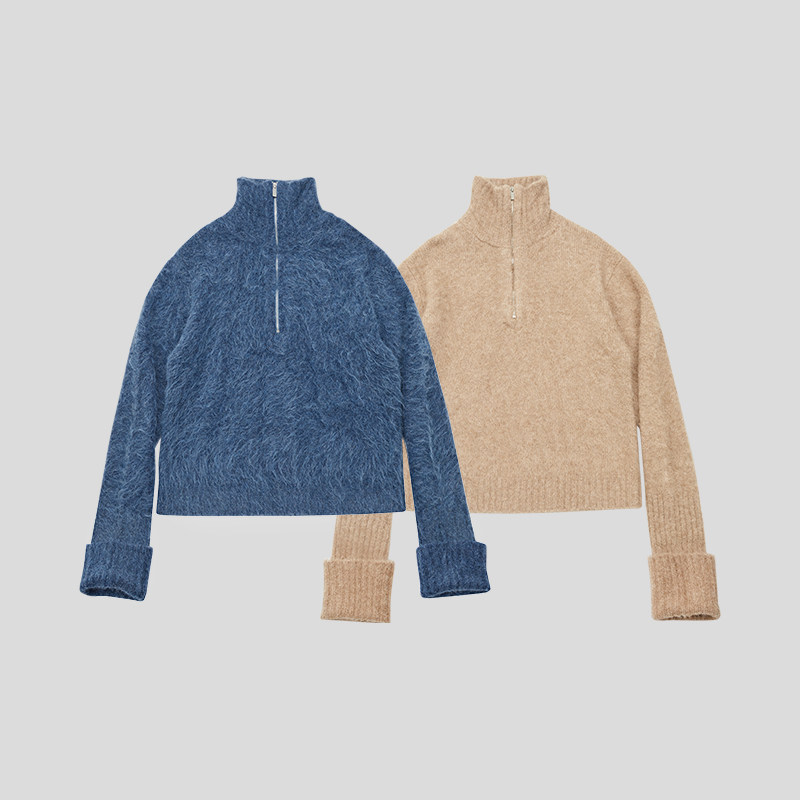 GOODBAI半开拉链高领毛衣