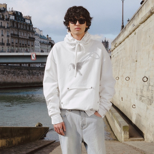 卫衣 logo白鸽印花连帽抽绳翻折下摆oversize长袖 GOODBAI 916