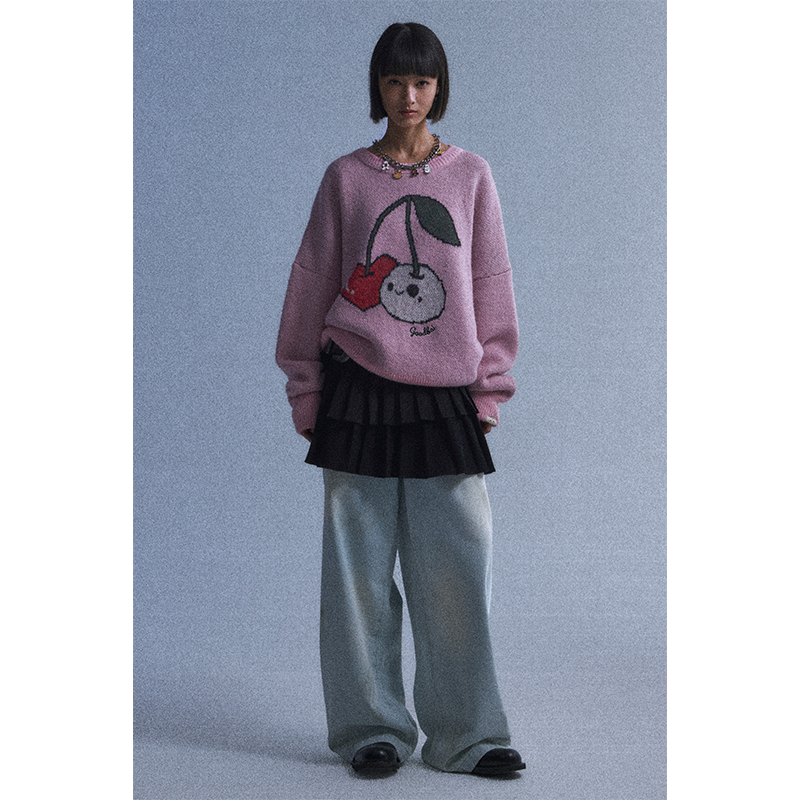 GOODBAI GOODEES可爱樱桃提花毛衣