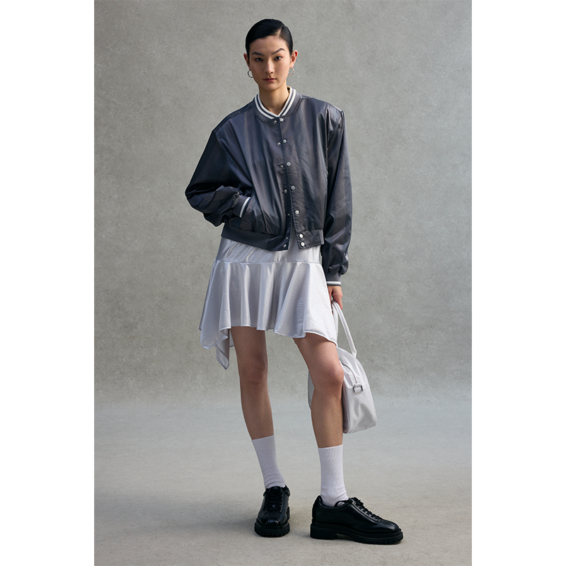 GOODBAI 23 GIRLS athletic撞色印花条纹薄棒球外套