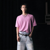 星星logo贴布绣水洗圆领oversize短袖 GOODBAI 916 T恤