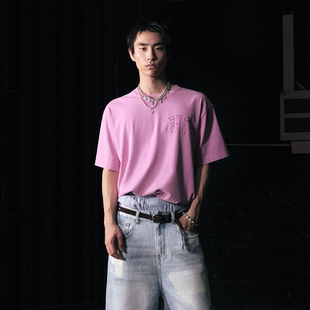 T恤 星星logo贴布绣水洗圆领oversize短袖 GOODBAI 916