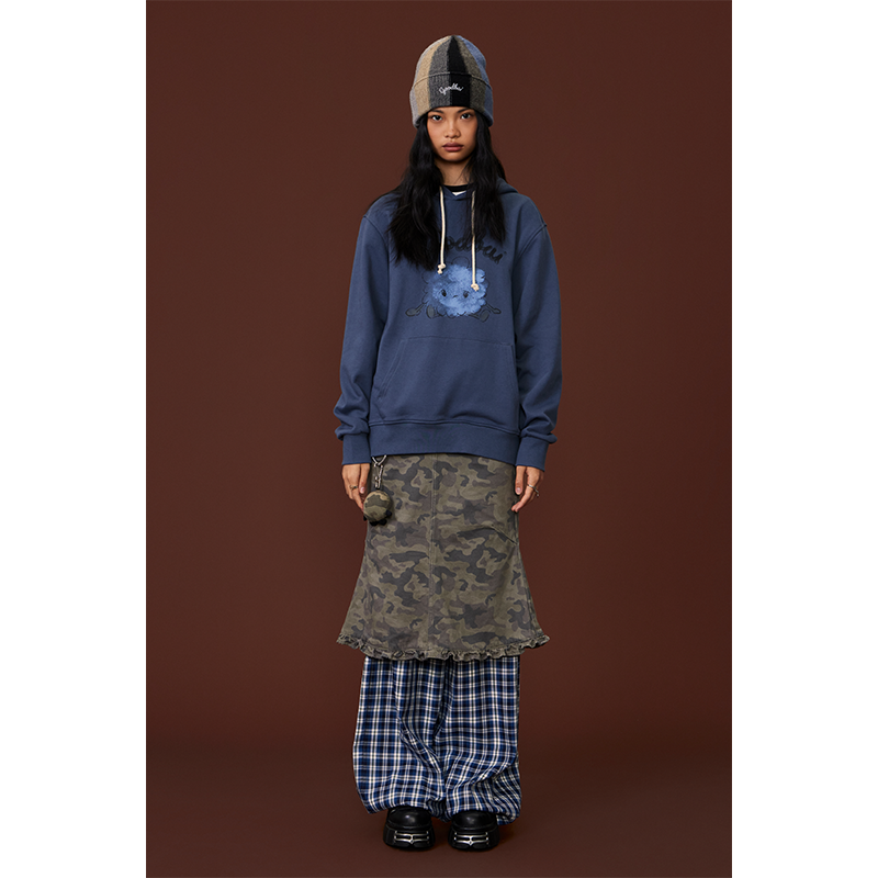 GOODBAI GOODEES水彩涂鸦表情印花连帽卫衣