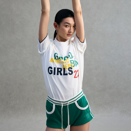 GOODBAI 23 GIRLS athletic彩色印花圆领oversize短袖T恤