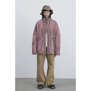 GOODBAI 套色牛仔翻领拉链重工外套 916