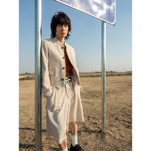 粗花呢毛边低裆5分裤 GOODBAI 916