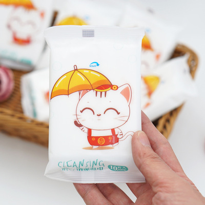 10片装一次性湿纸巾便携抽取式湿巾迷你小包十片装湿巾纸定做