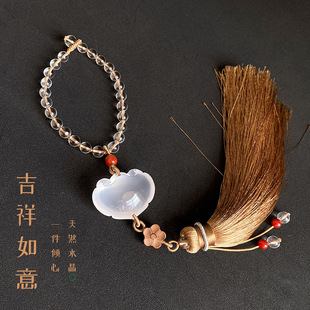 饰品 真品天然水晶如意锁汽车挂件车内饰车载后视镜吊坠文艺款