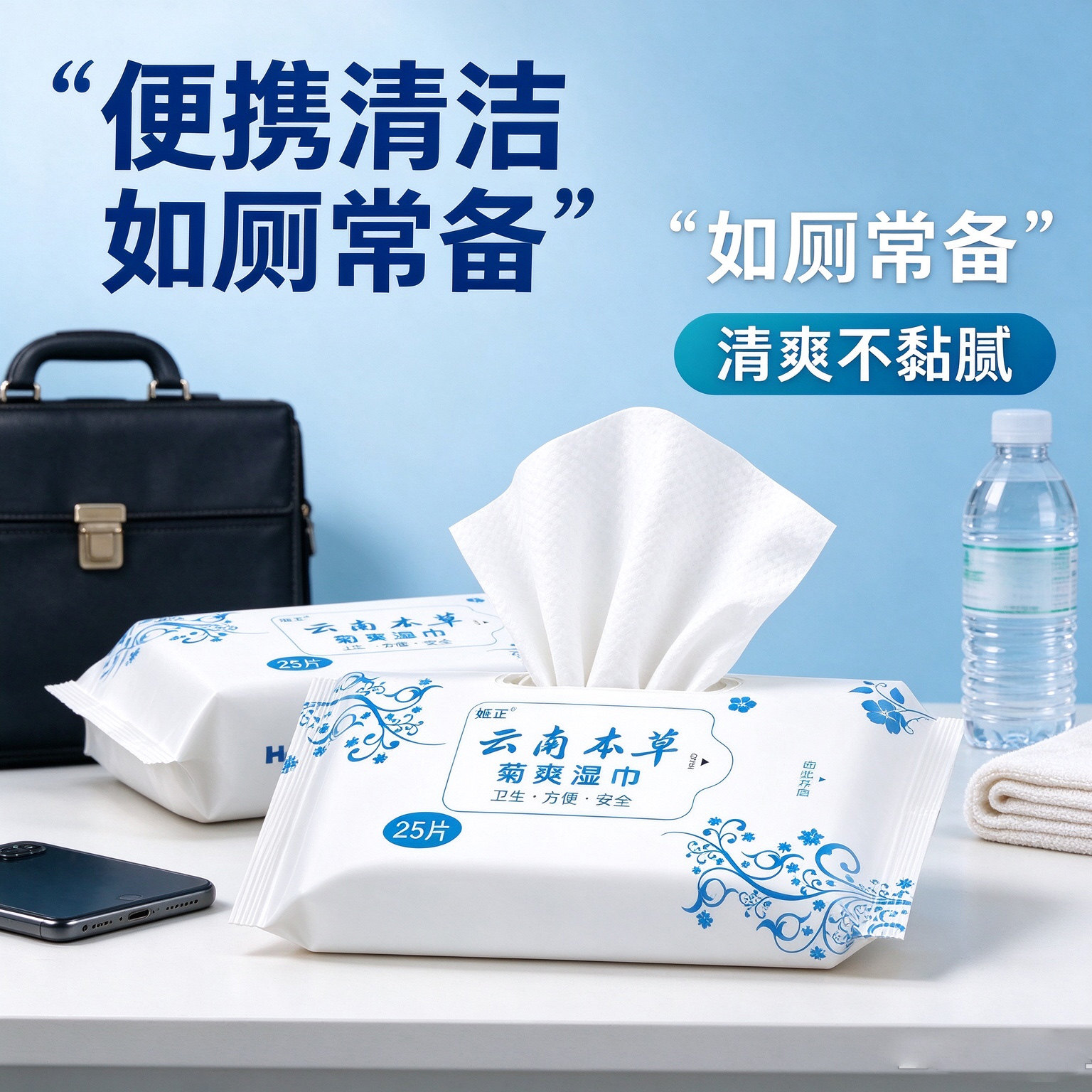 姬正草本菊爽湿巾便后湿擦清洁护理巾小包便携卫生湿纸巾