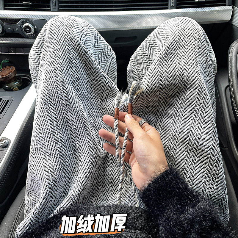 K1000人字纹细闪满天星加绒加厚休闲裤男直筒裤5特P30加绒P38，男装卫衣，电商A115