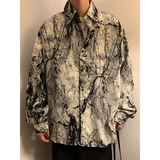 CS04春季防皱条纹纹印花长袖衬衫男潮宽松垂感丝滑搭衬衣P45，男装衬衫，电商A115