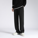 K116港风阔腿裤男大码垂感拖地休闲裤子宽松直筒黑色西裤P45，男装西裤，电商A115