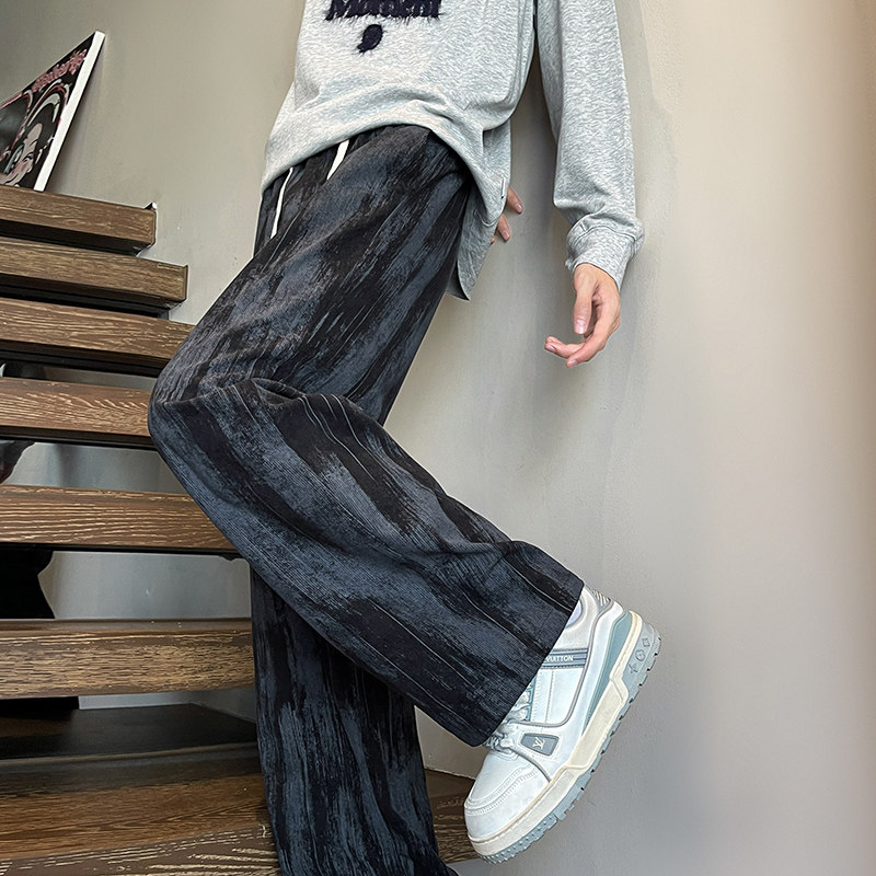K32春季新款扎染休闲裤男大码宽松直筒阔腿裤子特P35无差价，男装休闲裤，电商A115