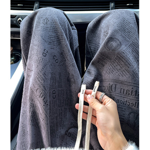 K1001 春季报纸印花休闲裤男潮牌大码宽松直筒裤子 特P30无差价图片