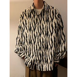 CS04春季防皱条纹纹印花长袖衬衫男潮宽松垂感丝滑搭衬衣P45，男装衬衫，电商A115