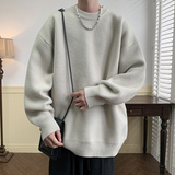 M201港风秋冬套头圆领毛衣男潮宽松酒红线衣针织衫特P35无差价，男装针织衫/毛衣，电商A115