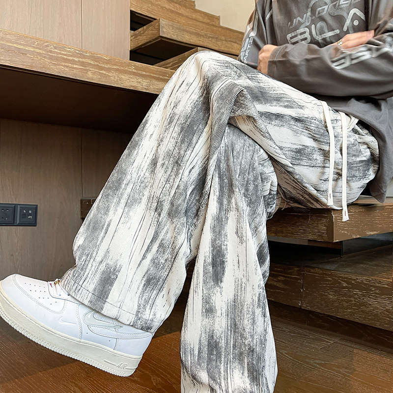 K32春季扎染休闲裤男潮流大码宽松直筒阔腿裤子特P35无差价，男装休闲裤，电商A115